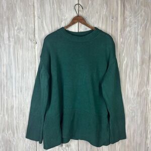 VTG GAP Women Crew Neck Long Sleeve Ribbed Hem Sweater Green XL Cotton Y2K 90s‎